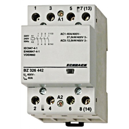 Contactor modular 2UH, 25A, 3ND+1NI, 24VAC Schrack Contactor modular 2UH, 25A, 3ND+1NI, 24VAC Schrack